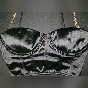 Black Satin Princie Bustier Top